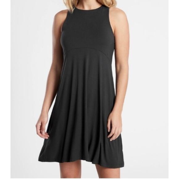 Athleta Women's Size S Santorini High Neck Solid Black Dress Athleisure Classic - Picture 1 of 9